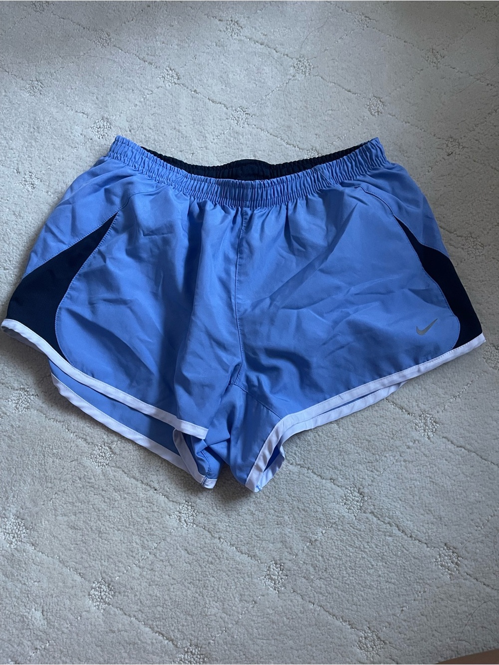 Nike Women’s Light Blue Athletic Shorts with Navy Panels